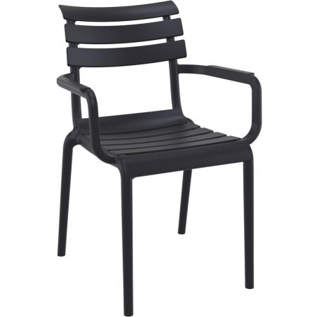 Fauteuil de terrasse ULYSSE empilable d'extérieur - Polypropylène et fibre de verre noir