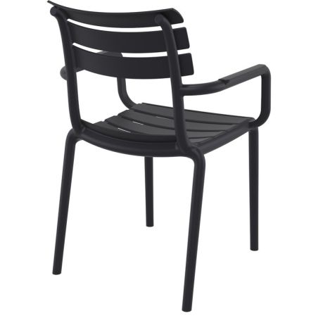 Fauteuil de terrasse ULYSSE empilable d'extérieur - Polypropylène et fibre de verre noir