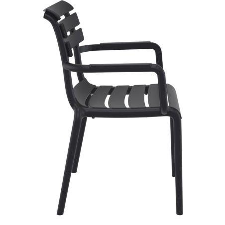 Fauteuil de terrasse ULYSSE empilable d'extérieur - Polypropylène et fibre de verre noir