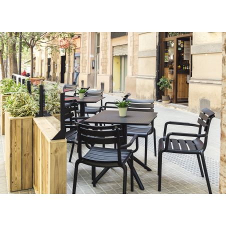 Fauteuil de terrasse ULYSSE empilable d'extérieur - Polypropylène et fibre de verre noir