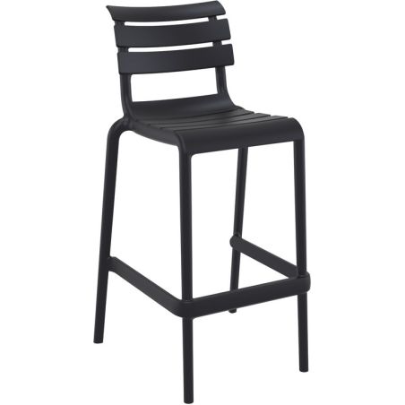 Tabouret de bar ACHILLE BAR 75 empilable d'extérieur - Polypropylène et fibre de verre noir