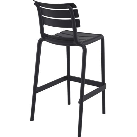 Tabouret de bar ACHILLE BAR 75 empilable d'extérieur - Polypropylène et fibre de verre noir