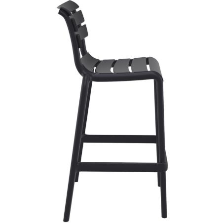 Tabouret de bar ACHILLE BAR 75 empilable d'extérieur - Polypropylène et fibre de verre noir