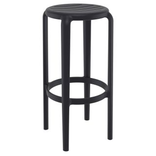 Tabouret de bar TOM BAR 75 d'extérieur - Polypropylène et fibre de verre noir