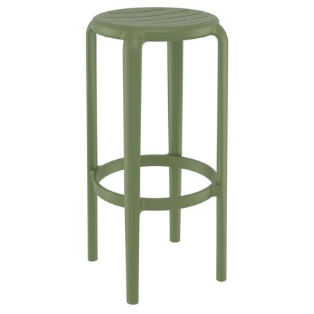 Tabouret de bar TOM BAR 75 d'extérieur - Polypropylène et fibre de verre olive