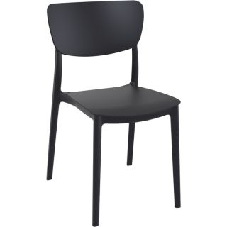Chaise de terrasse MONNA empilable d'extérieur - Polypropylène et fibre de verre noir