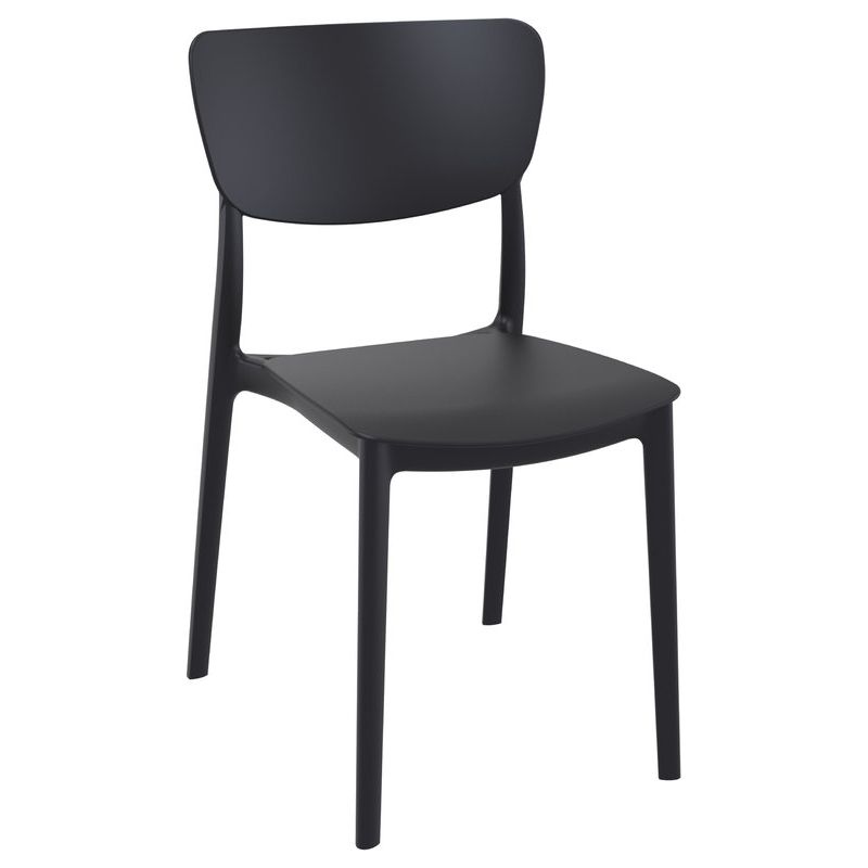 Chaise de terrasse MONNA empilable d'extérieur - Polypropylène et fibre de verre noir
