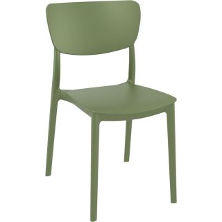 Chaise de terrasse MONNA empilable d'extérieur - Polypropylène et fibre de verre olive