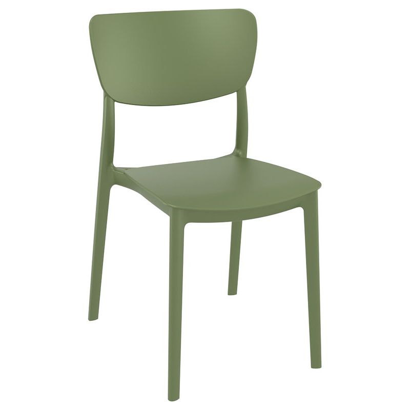 Chaise de terrasse MONNA empilable d'extérieur - Polypropylène et fibre de verre olive