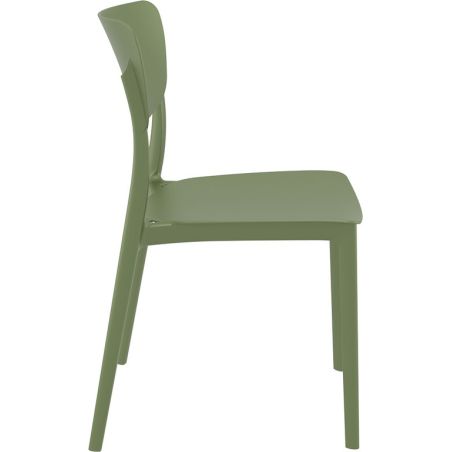 Chaise de terrasse MONNA empilable d'extérieur - Polypropylène et fibre de verre olive