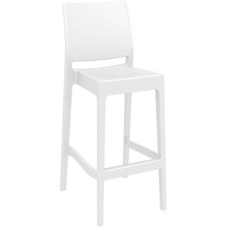 Tabouret de bar MAYA BAR 75 empilable d'extérieur - Polypropylène blanc