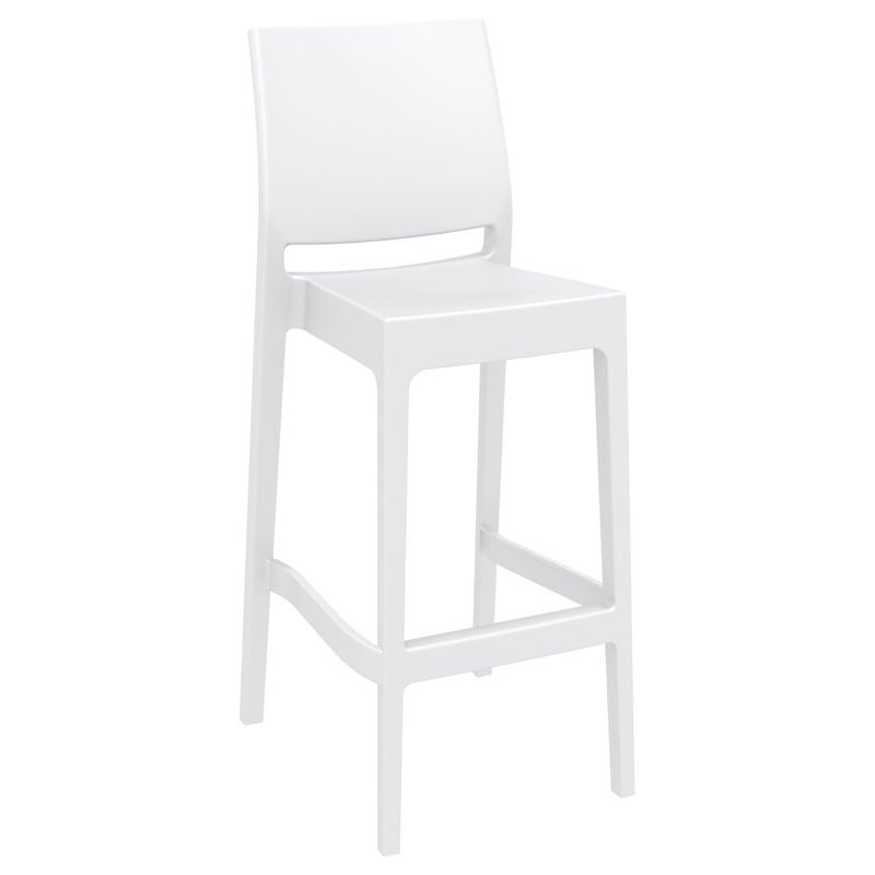 Tabouret de bar MAYA BAR 75 empilable d'extérieur - Polypropylène blanc