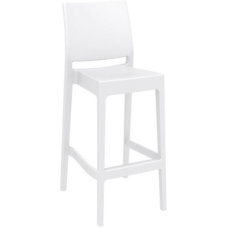 Tabouret de bar MAYA BAR 75 empilable d'extérieur - Polypropylène blanc