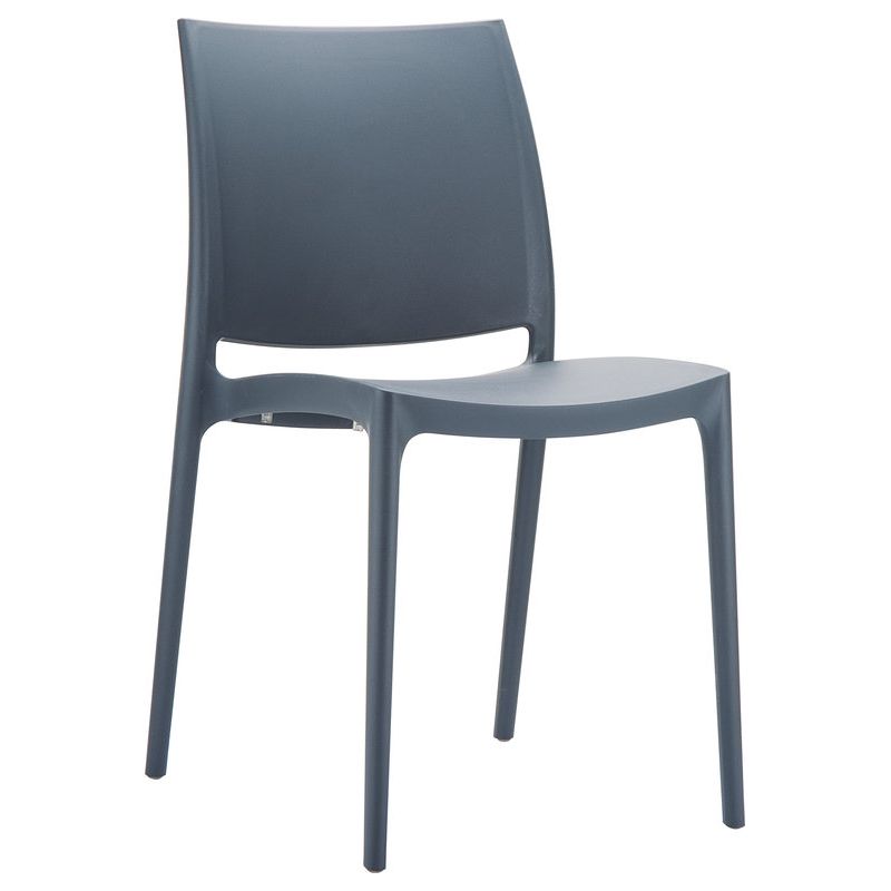 Chaise de terrasse MAYA empilable d'extérieur - Polypropylène gris foncé