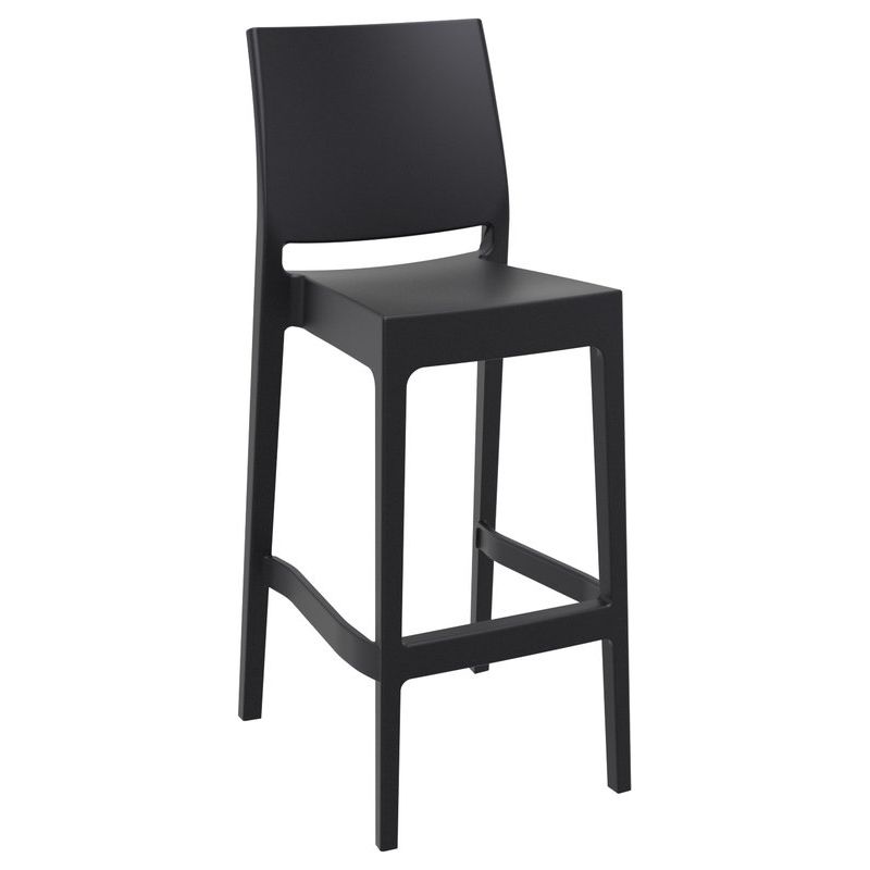 Tabouret de bar MAYA BAR 75 empilable d'extérieur - Polypropylène noir
