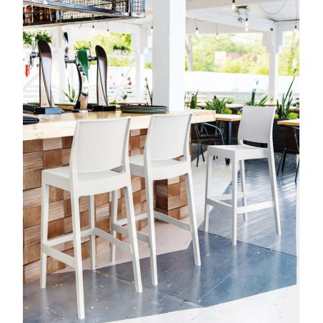 Tabouret de bar MAYA BAR 75 empilable d'extérieur - Polypropylène noir