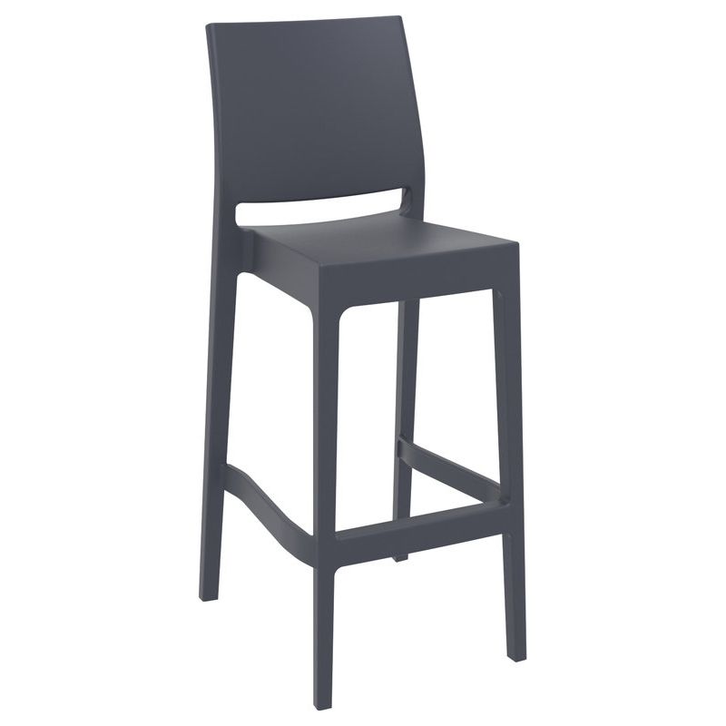 Tabouret de bar MAYA BAR 75 empilable d'extérieur - Polypropylène gris foncé