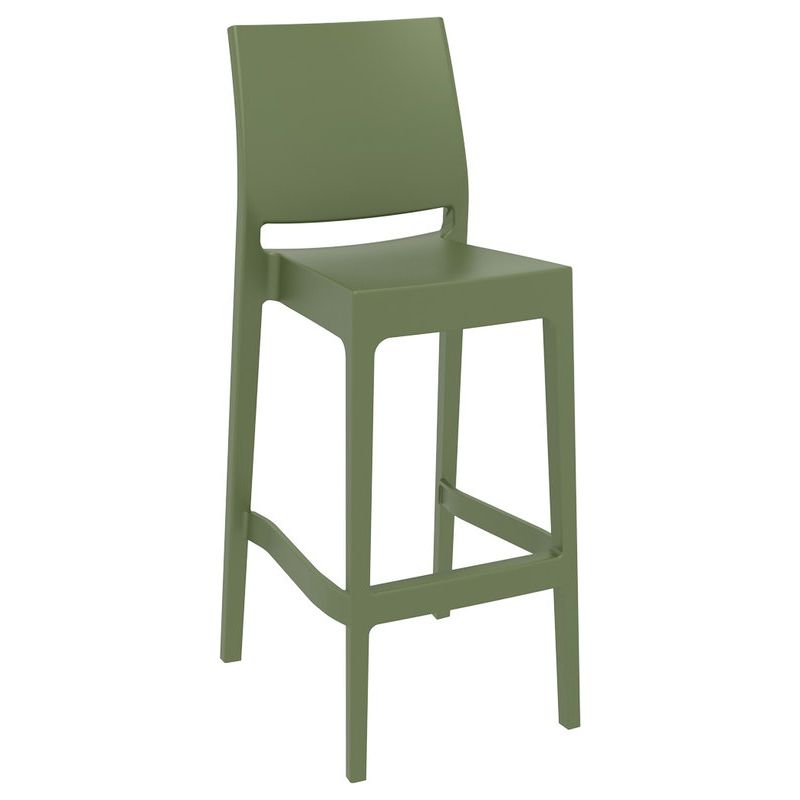 Tabouret de bar MAYA BAR 75 empilable d'extérieur - Polypropylène olive