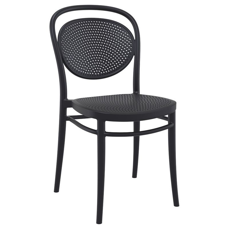 Chaise bistro MARCEL empilable d'extérieur - Polypropylène et fibre de verre noir