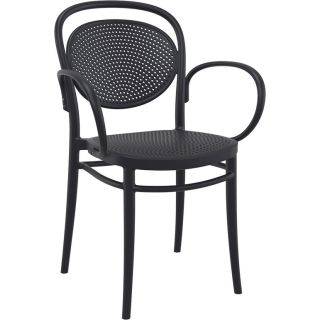 Fauteuil bistro MARCEL XL empilable d'extérieur - Polypropylène et fibre de verre noir