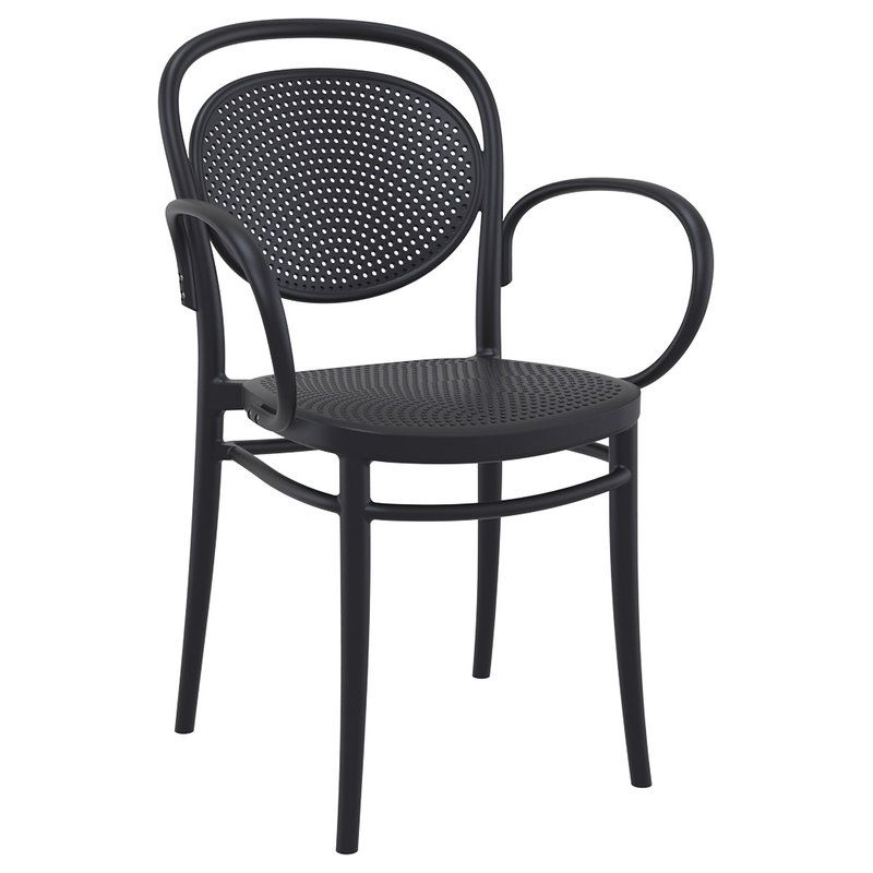 Fauteuil bistro MARCEL XL empilable d'extérieur - Polypropylène et fibre de verre noir