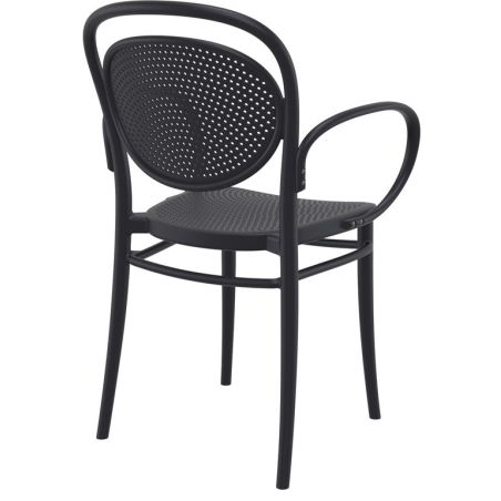 Fauteuil bistro MARCEL XL empilable d'extérieur - Polypropylène et fibre de verre noir
