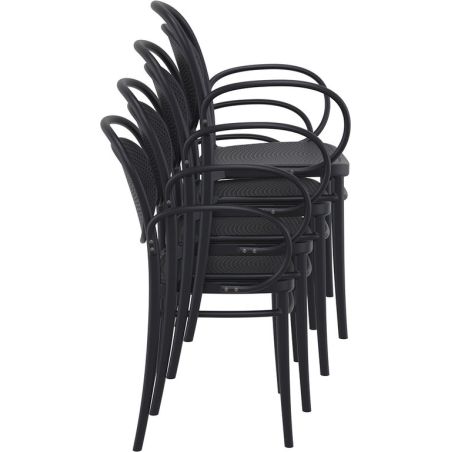 Fauteuil bistro MARCEL XL empilable d'extérieur - Polypropylène et fibre de verre noir