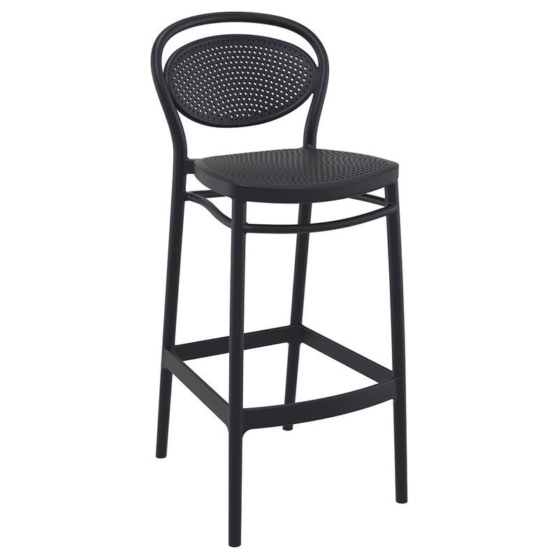 Tabouret de bar MARCEL BAR 75 d'extérieur - Polypropylène et fibre de verre noir