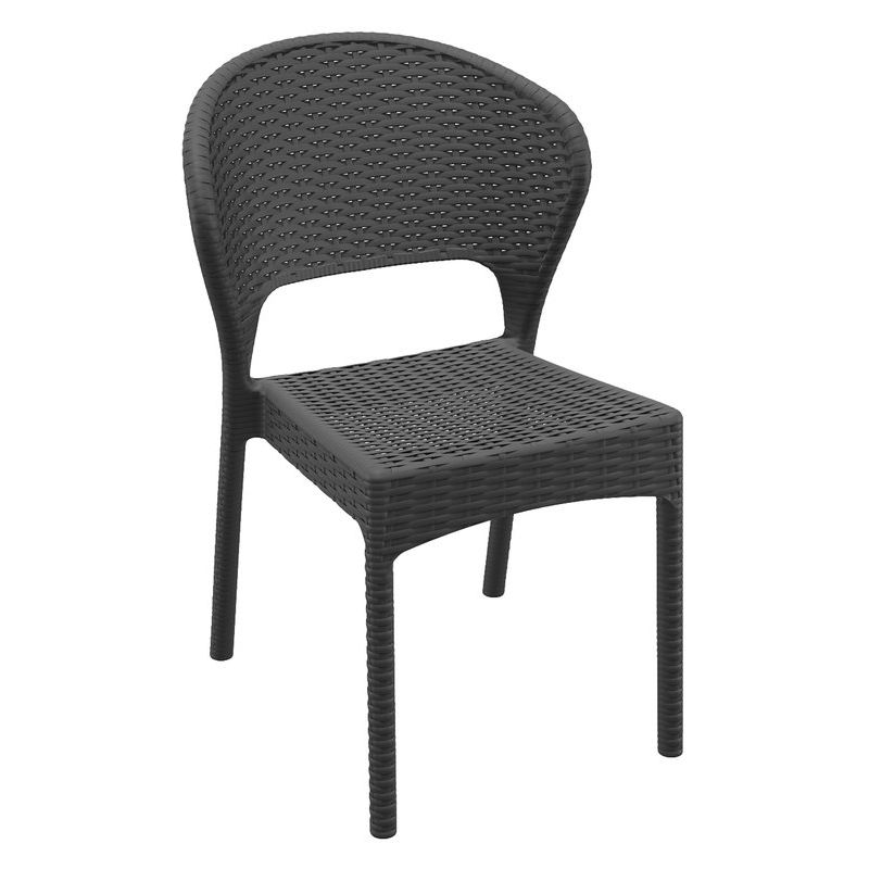 Chaise de terrasse DAYTONA empilable d'extérieur - Polypropylène et fibre de verre gris foncé