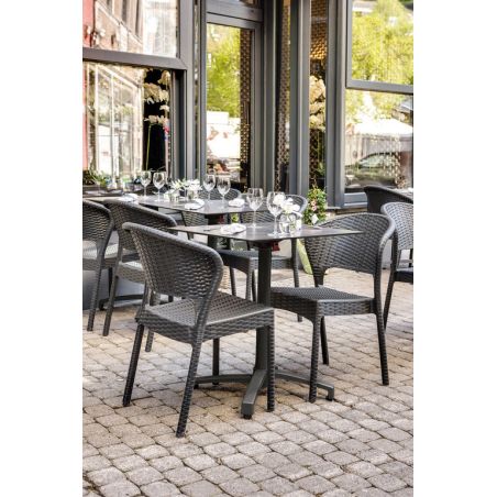 Chaise de terrasse DAYTONA empilable d'extérieur - Polypropylène et fibre de verre gris foncé