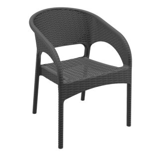 Fauteuil de terrasse PANAMA empilable d'extérieur - Polypropylène et fibre de verre gris foncé