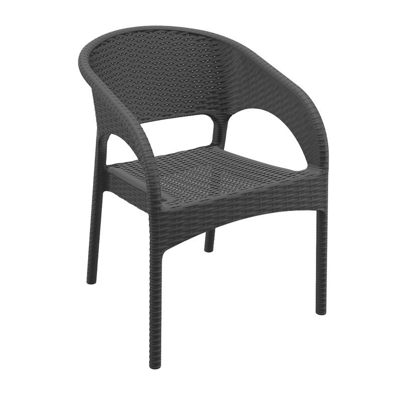 Fauteuil de terrasse PANAMA empilable d'extérieur - Polypropylène et fibre de verre gris foncé