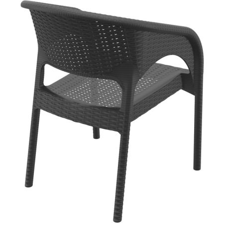 Fauteuil de terrasse PANAMA empilable d'extérieur - Polypropylène et fibre de verre gris foncé
