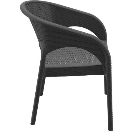 Fauteuil de terrasse PANAMA empilable d'extérieur - Polypropylène et fibre de verre gris foncé