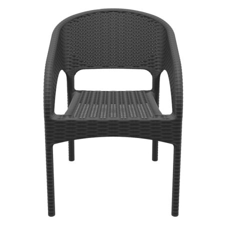 Fauteuil de terrasse PANAMA empilable d'extérieur - Polypropylène et fibre de verre gris foncé