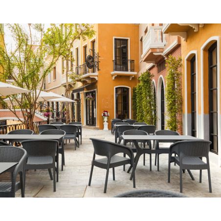 Fauteuil de terrasse PANAMA empilable d'extérieur - Polypropylène et fibre de verre gris foncé