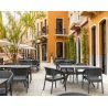 Fauteuil de terrasse PANAMA empilable d'extérieur - Polypropylène et fibre de verre gris foncé