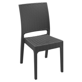 Chaise de terrasse JAMAICA empilable d'extérieur - Polypropylène et fibre de verre gris foncé