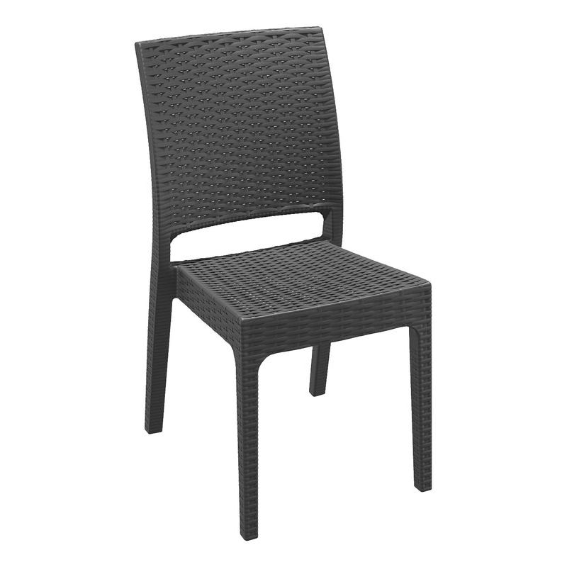Chaise de terrasse JAMAICA empilable d'extérieur - Polypropylène et fibre de verre gris foncé