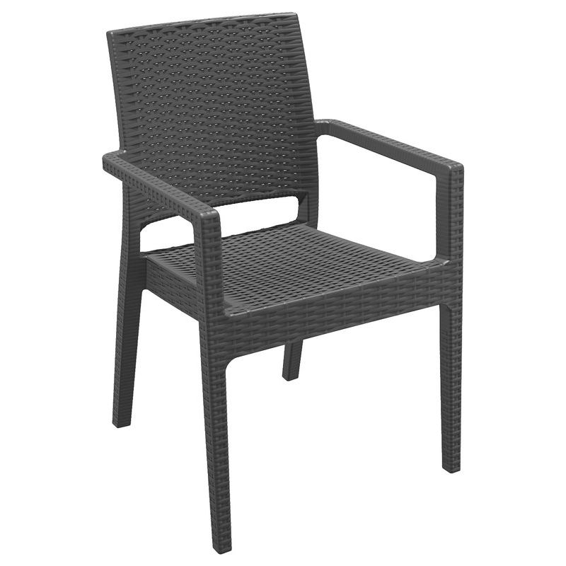 Fauteuil de terrasse JAMAICA F empilable d'extérieur - Polypropylène et fibre de verre gris foncé