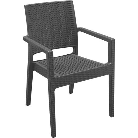 Fauteuil de terrasse JAMAICA F empilable d'extérieur - Polypropylène et fibre de verre gris foncé