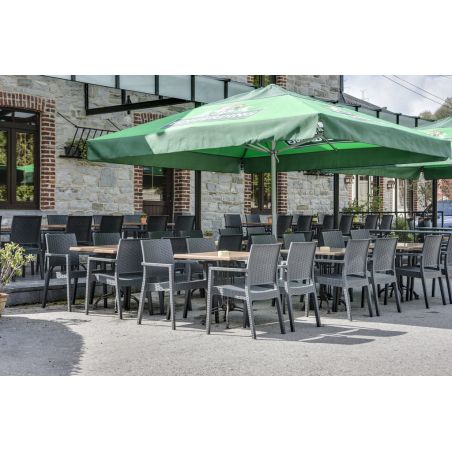 Fauteuil de terrasse JAMAICA F empilable d'extérieur - Polypropylène et fibre de verre gris foncé