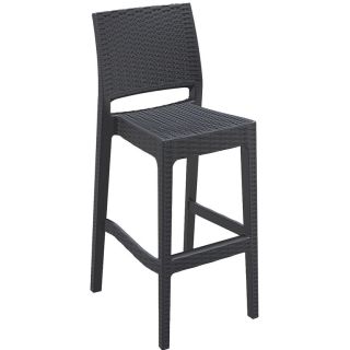Tabouret de bar JAMAICA BST empilable d'extérieur - Polypropylène et fibre de verre gris foncé