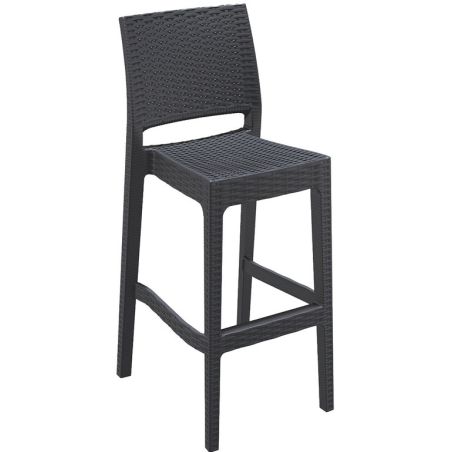 Tabouret de bar JAMAICA BST empilable d'extérieur - Polypropylène et fibre de verre gris foncé