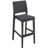 Tabouret de bar JAMAICA BST empilable d'extérieur - Polypropylène et fibre de verre gris foncé