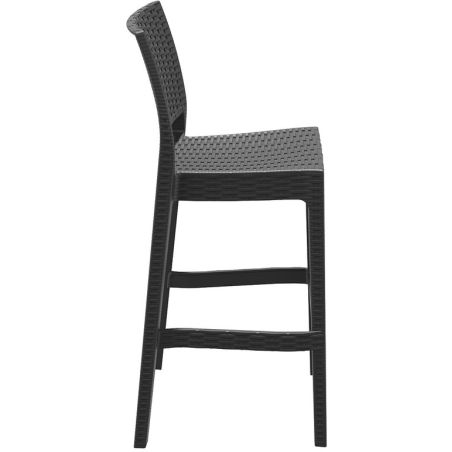 Tabouret de bar JAMAICA BST empilable d'extérieur - Polypropylène et fibre de verre gris foncé