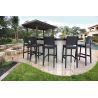 Tabouret de bar JAMAICA BST empilable d'extérieur - Polypropylène et fibre de verre gris foncé