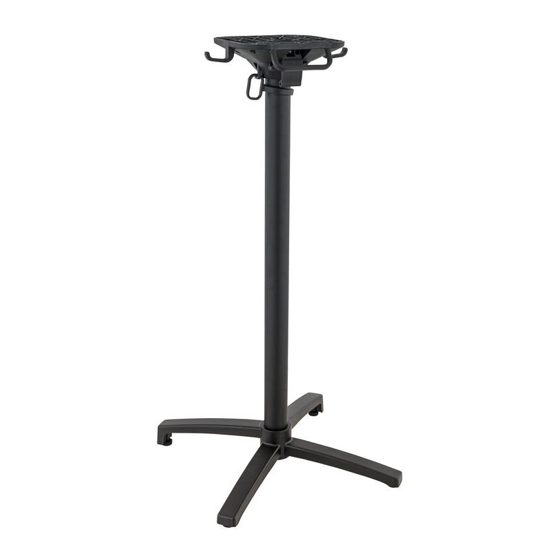 Pied de table de restaurant MODENA 4 BAR pliable d'extérieur - Aluminium, polyamide noir mat