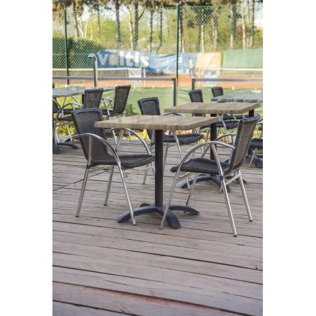 Pied de table de restaurant BERLIN 4 BAR d'extérieur - Aluminium, noir