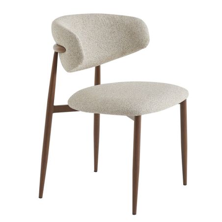 Chaise de restaurant BONNIE d'intérieur - Bois imitation noyer, tissu 100% PES - acier greige 08 · 08